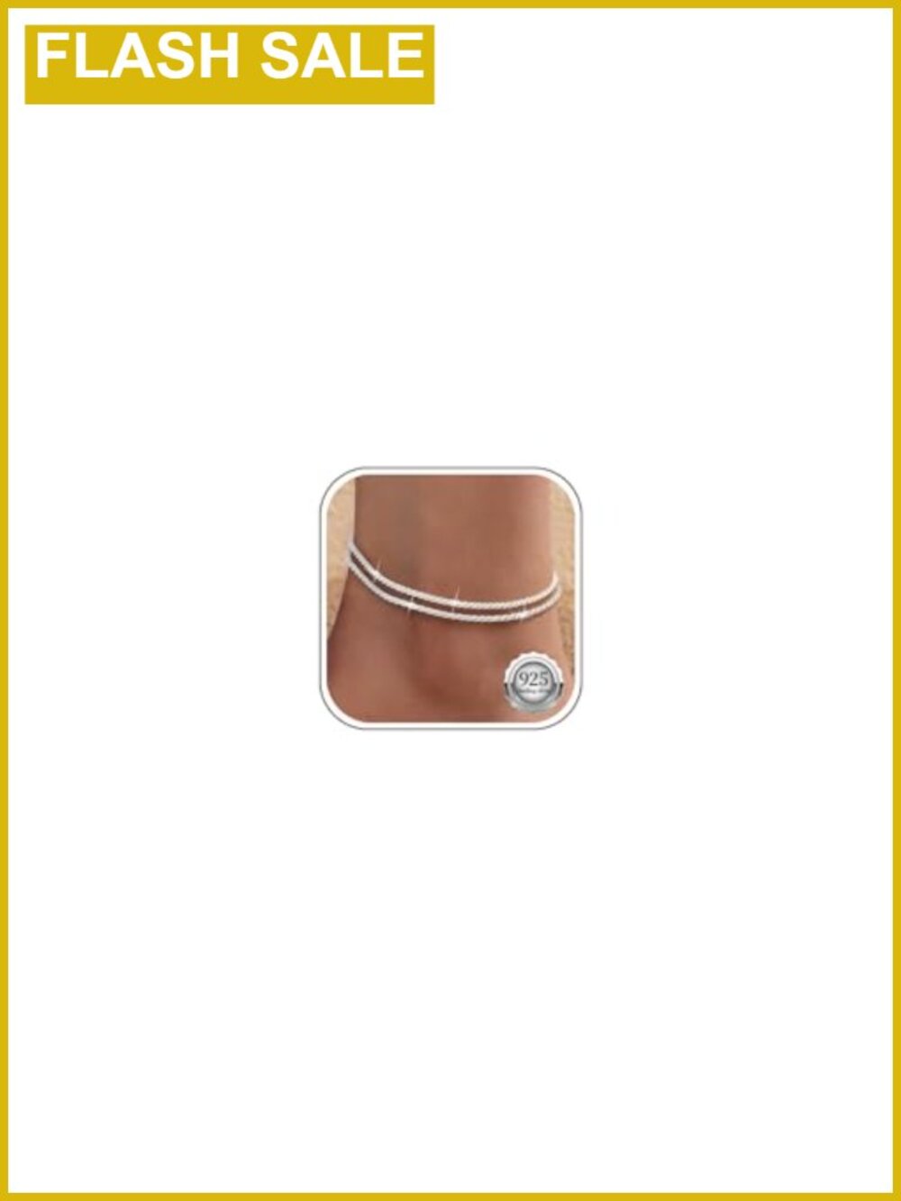 Sterling Silver Plated Layered Link Anklet Adjustable Waterproof Beach
